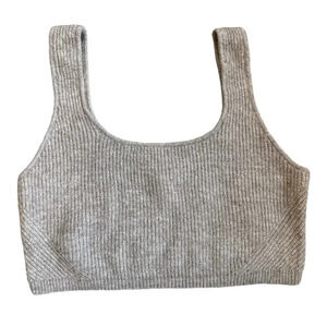 H & M Heather Grey Knit Scoop Neck Crop Top Tank Size Large